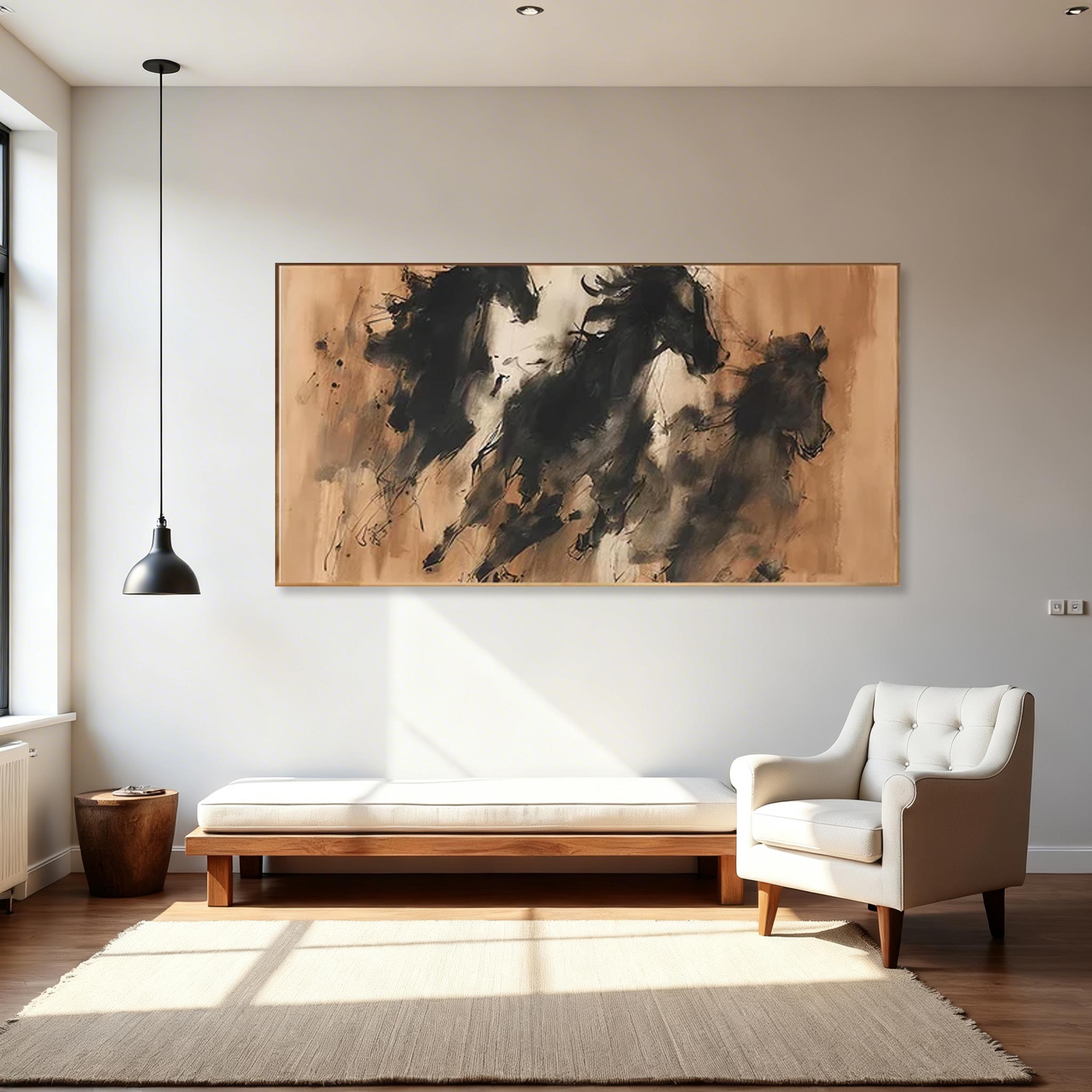 Abstract Three Horses Canvas Wall Art #HA012