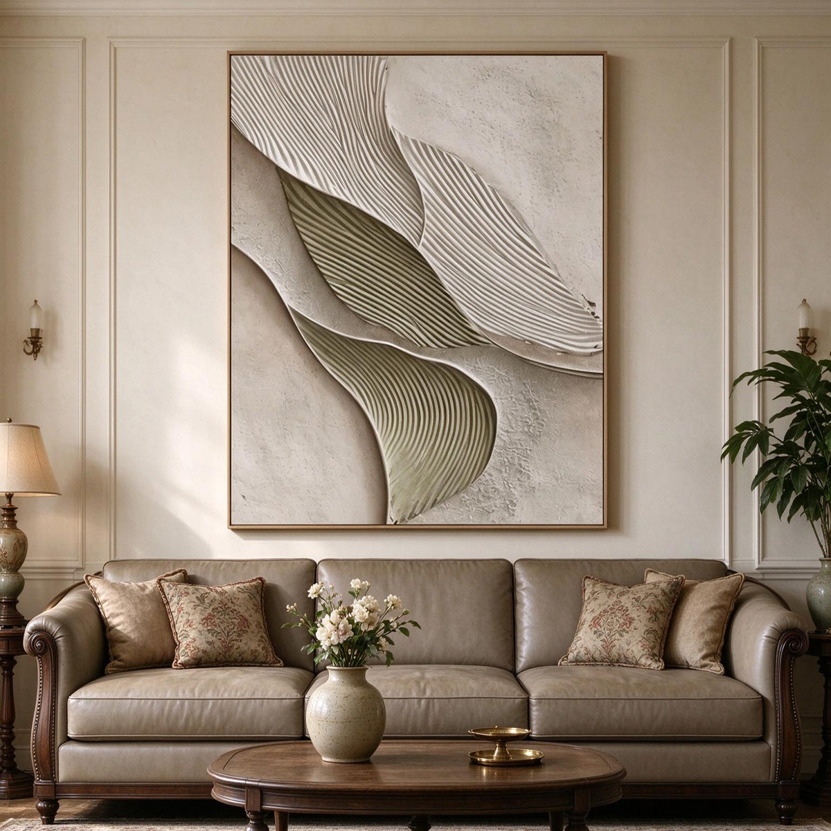 Leaf Fold – 3D Textured Minimalist Plaster Art #CA006