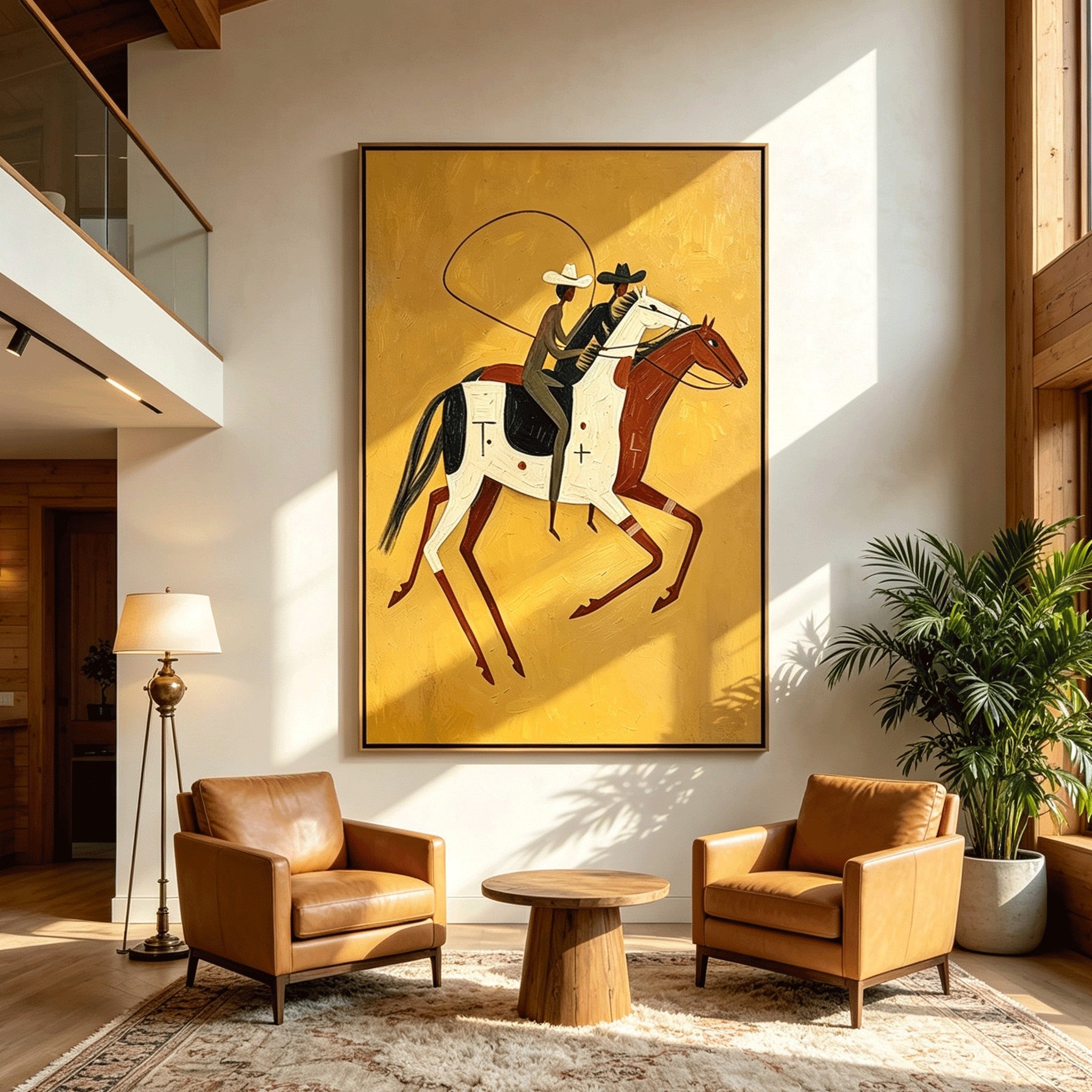 The Lasso – Whimsical Folk Art Cowboy Painting #HA060