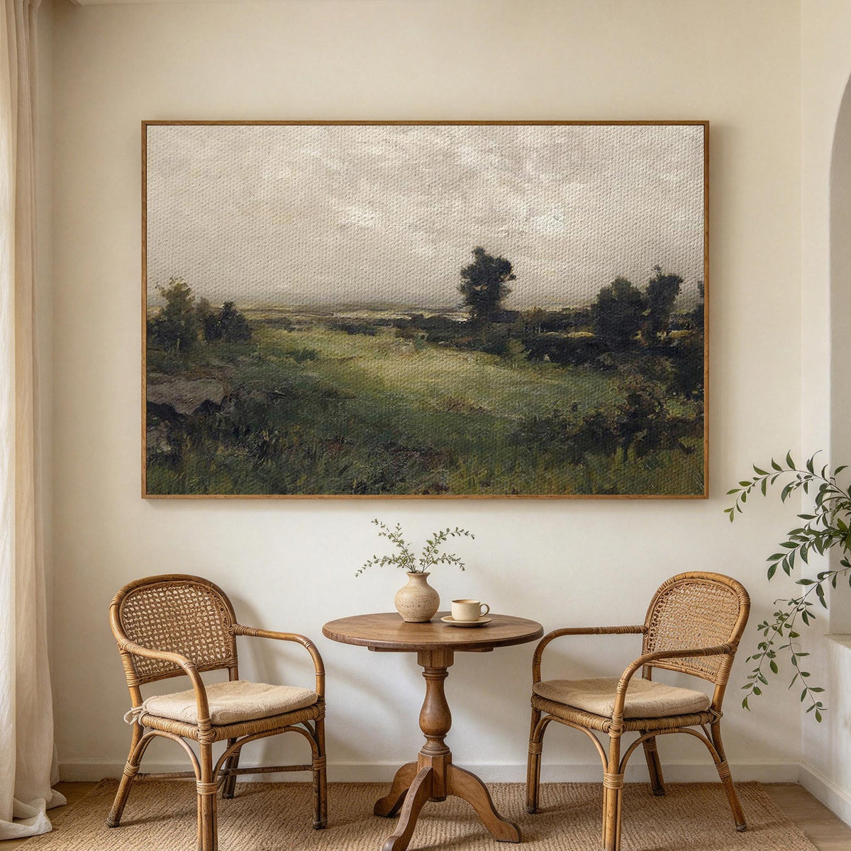 Muted Green Countryside Landscape Wall Art #LS074