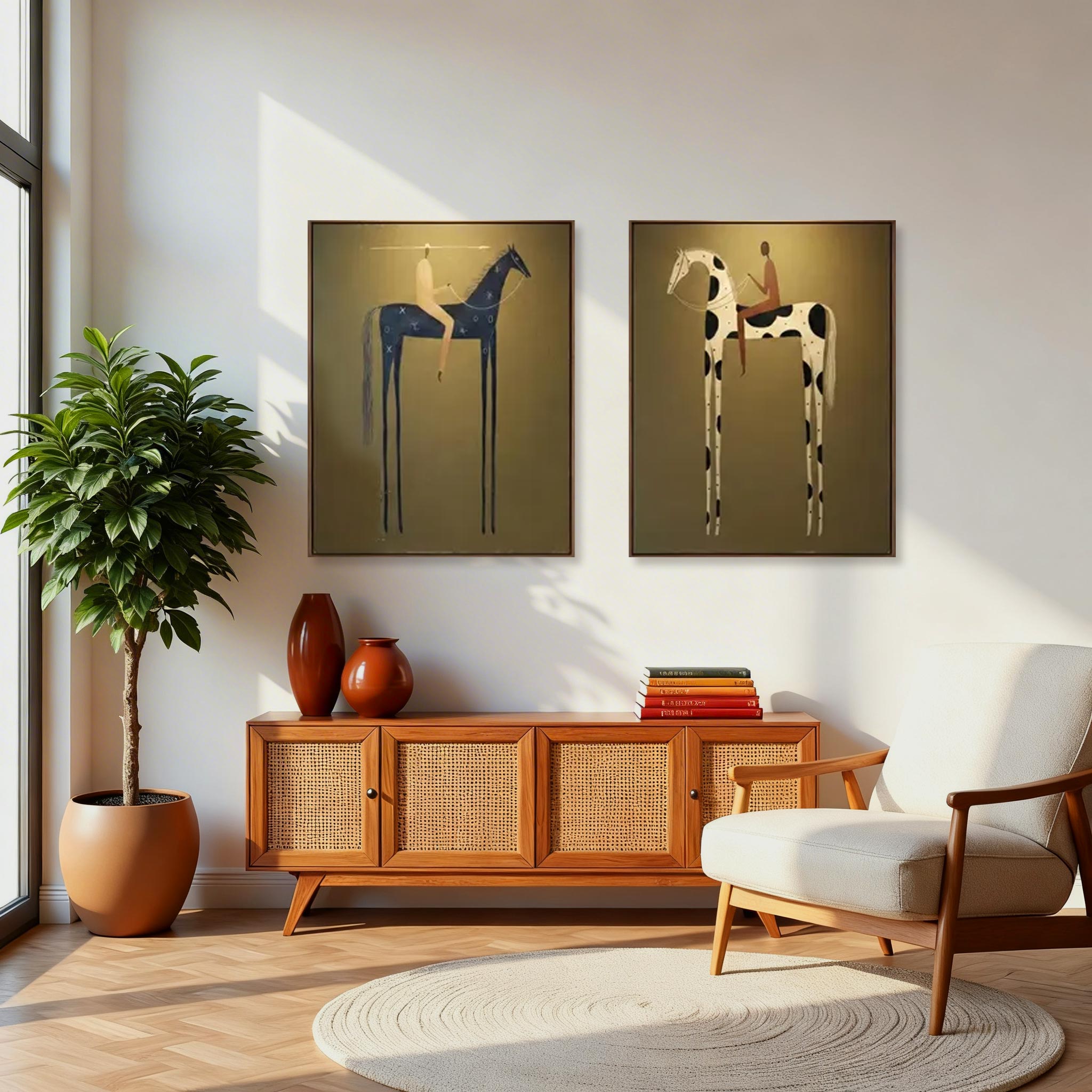 Modern Horse Rider Wall Art Set of 2 #HA006