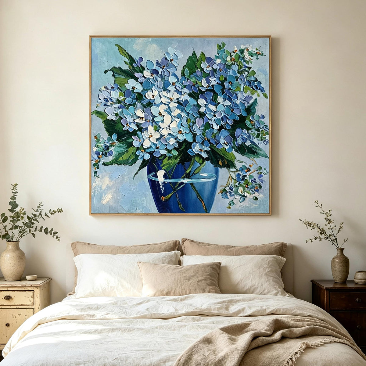 Blue Hydrangea Vase Wall Art #FL076