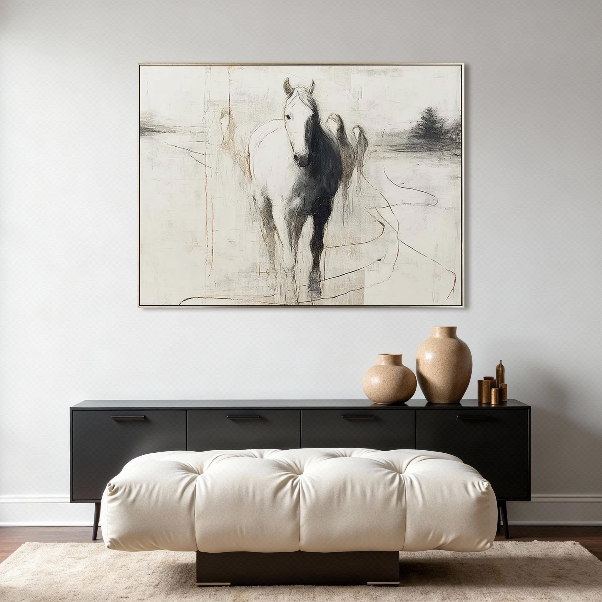 Abstract White Horse Wall Art #HA002