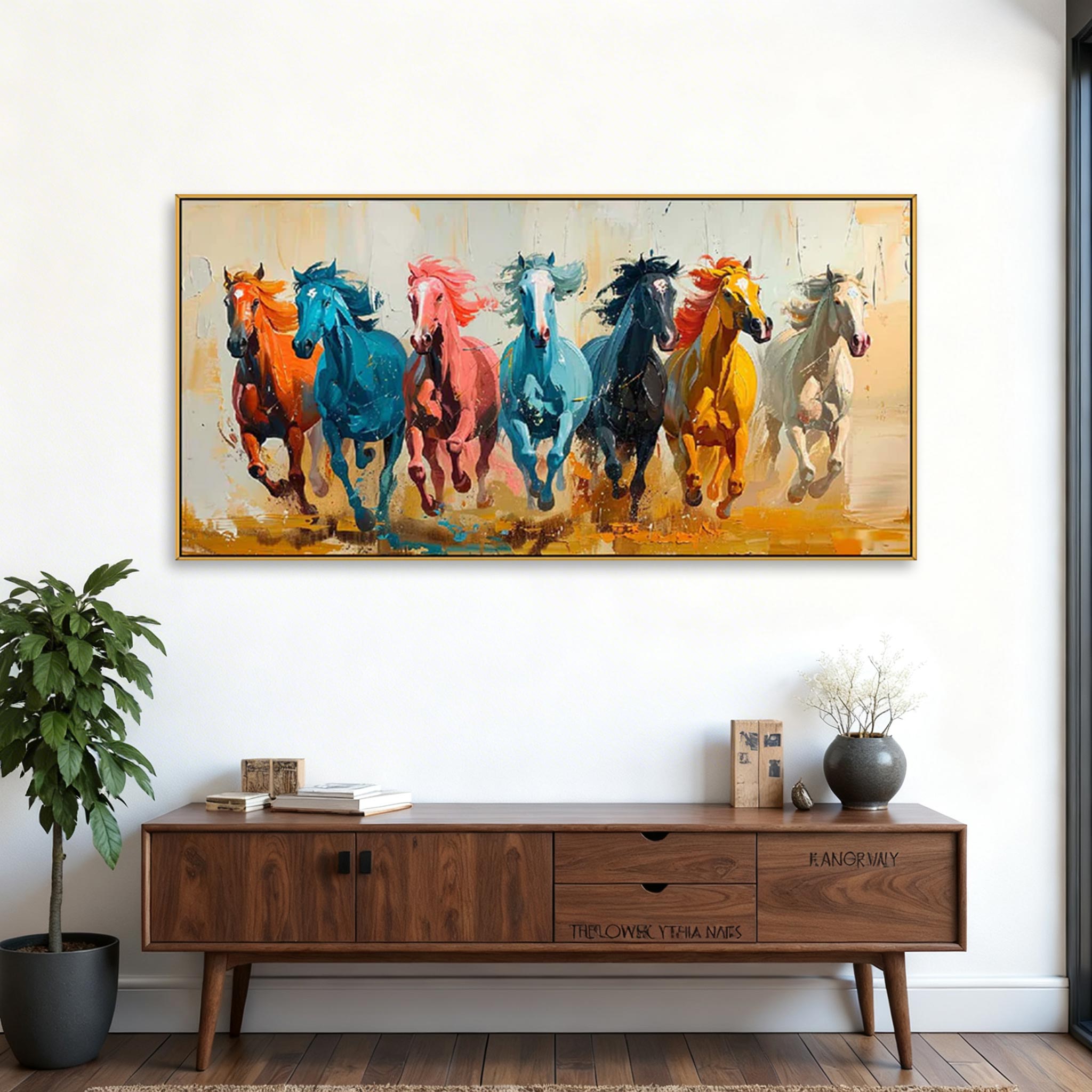 Colorful Running Horses Wall Art #HA004