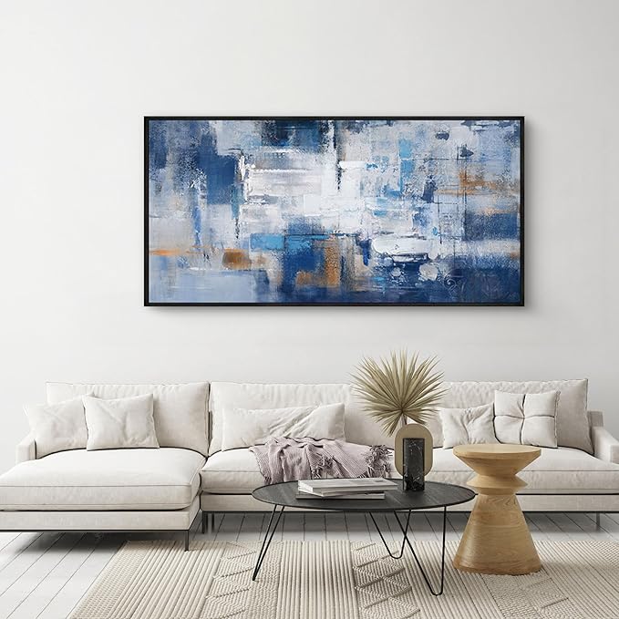 Blue Textured Minimalist Wall Art #BL001
