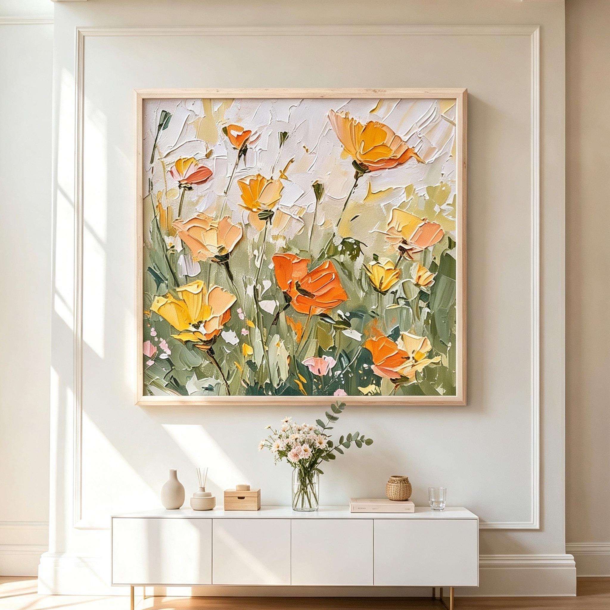 Orange Poppy Floral Wall Art #FL068