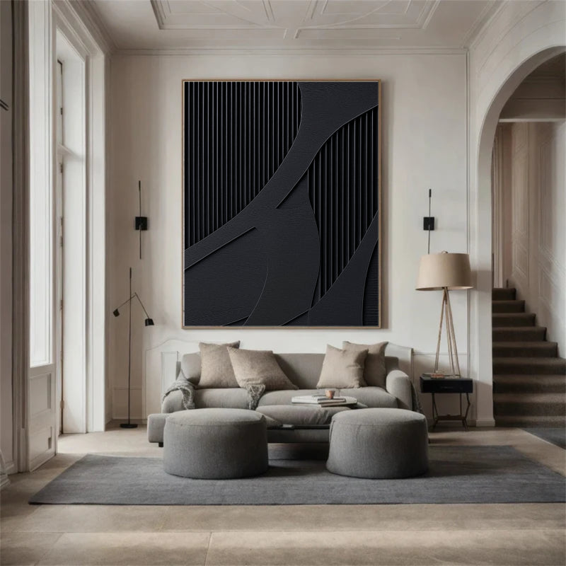 Black Textured Minimalist Wall Art #BT004