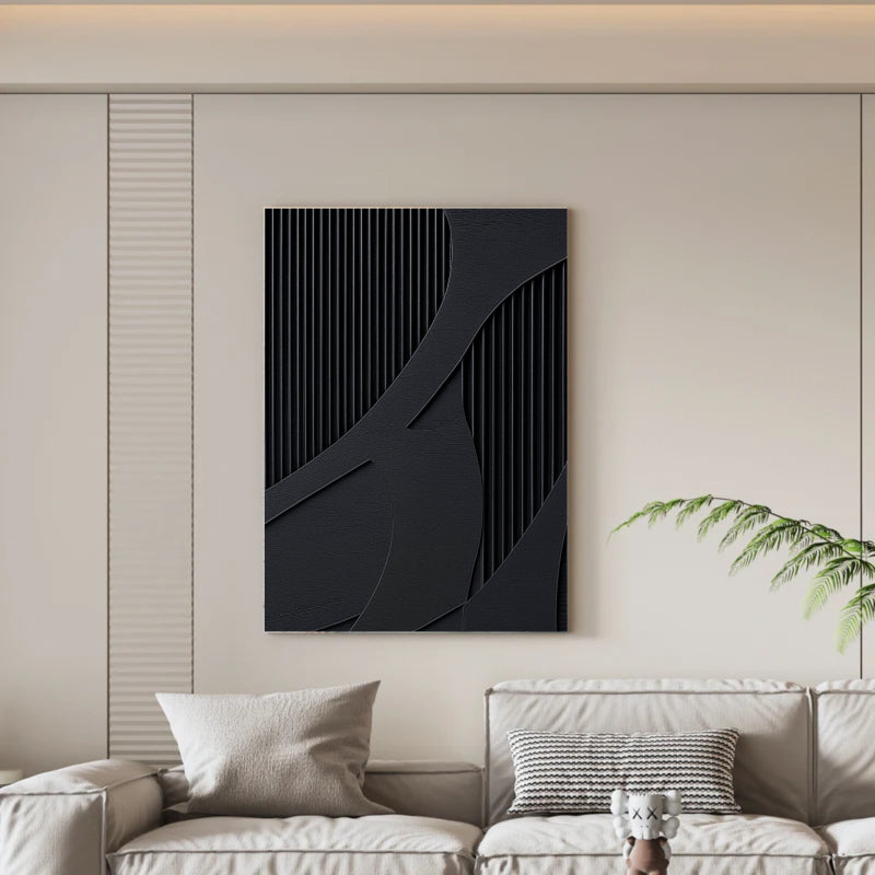 Black Textured Minimalist Wall Art #BT004