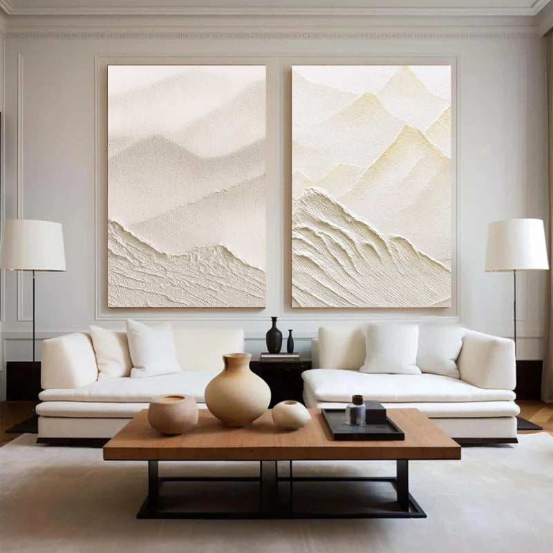 Beige & Brown Textured Minimalist Wall Art Set of 2 #BM002