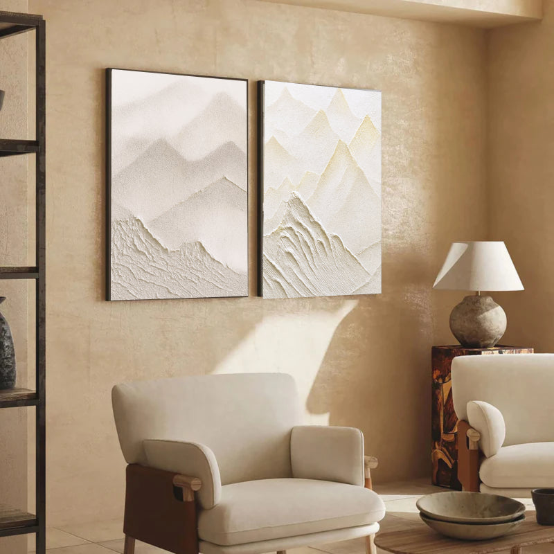Beige & Brown Textured Minimalist Wall Art Set of 2 #BM002