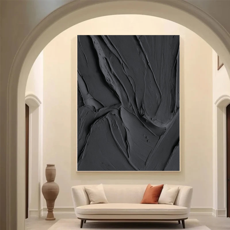 Black Textured Minimalist Wall Art #BT002
