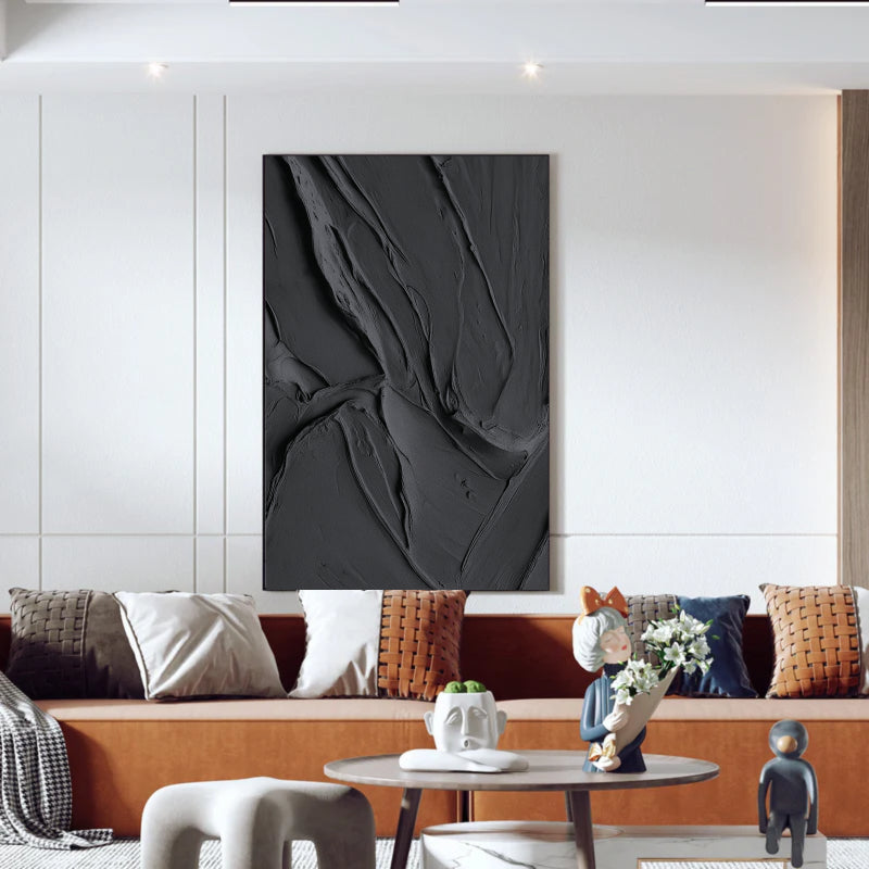 Black Textured Minimalist Wall Art #BT002