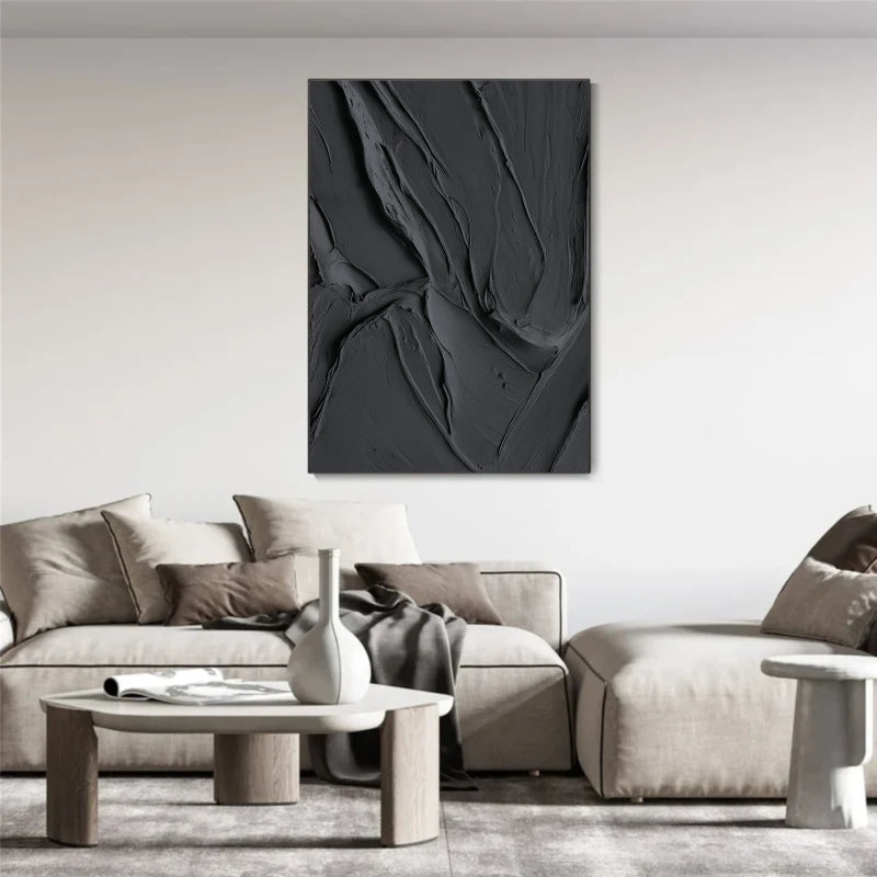 Black Textured Minimalist Wall Art #BT002