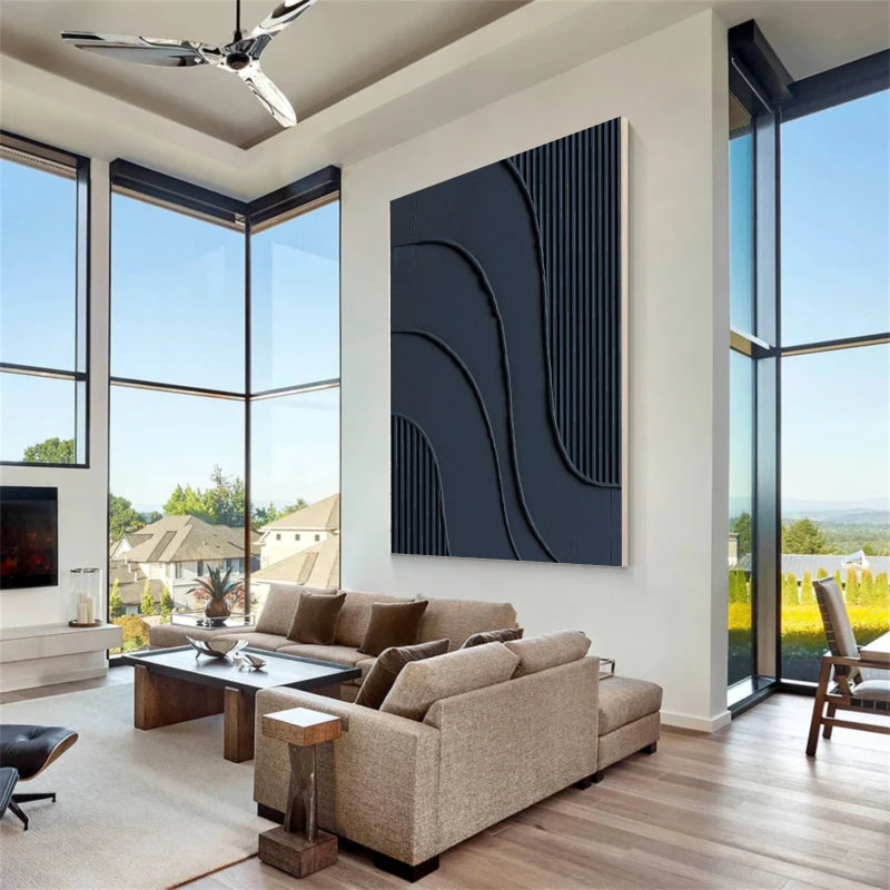 Black Textured Minimalist Wall Art #BT001