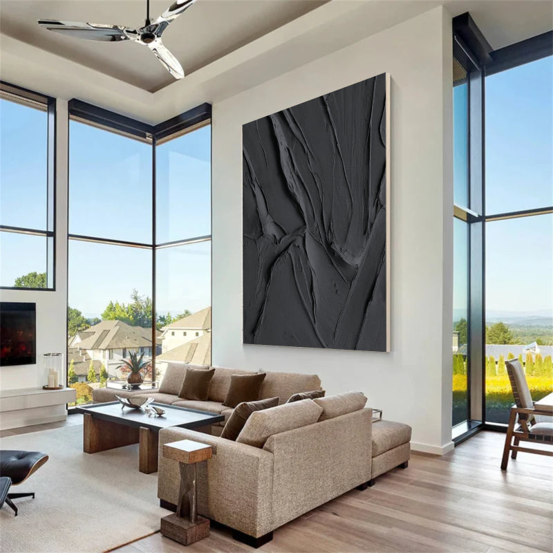 Black Textured Minimalist Wall Art #BT002