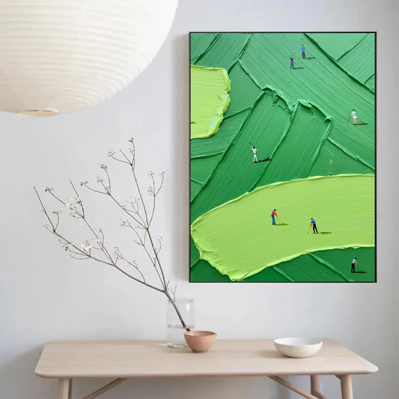 On the Green — Textured Golf Course Impasto Canvas Wall Art #PP006
