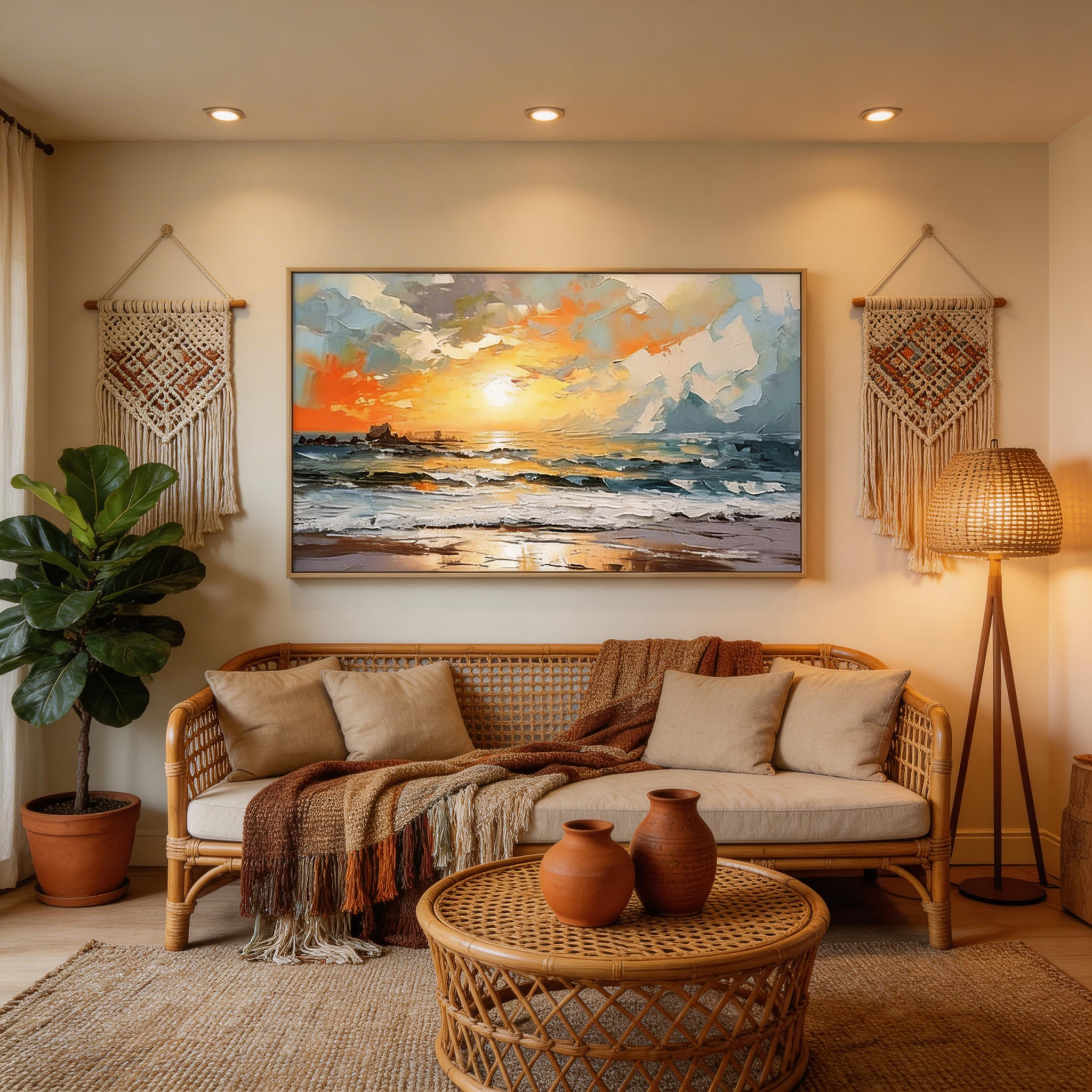 Sunset Beach Canvas Wall Art #SO030