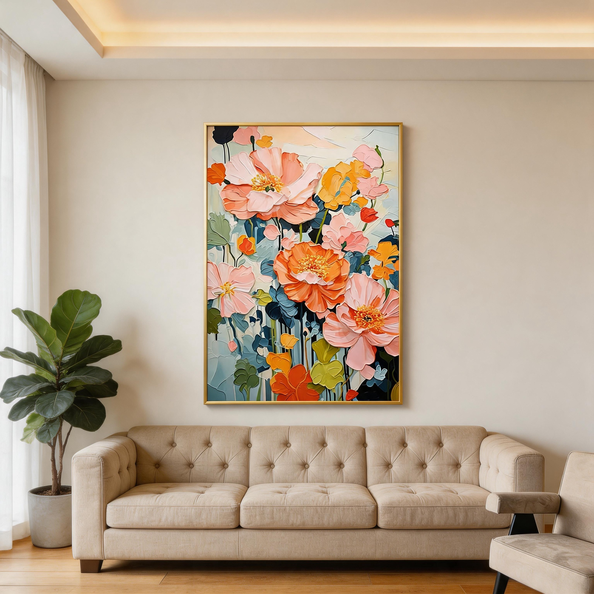 Coral Bloom Garden Wall Art #FL006