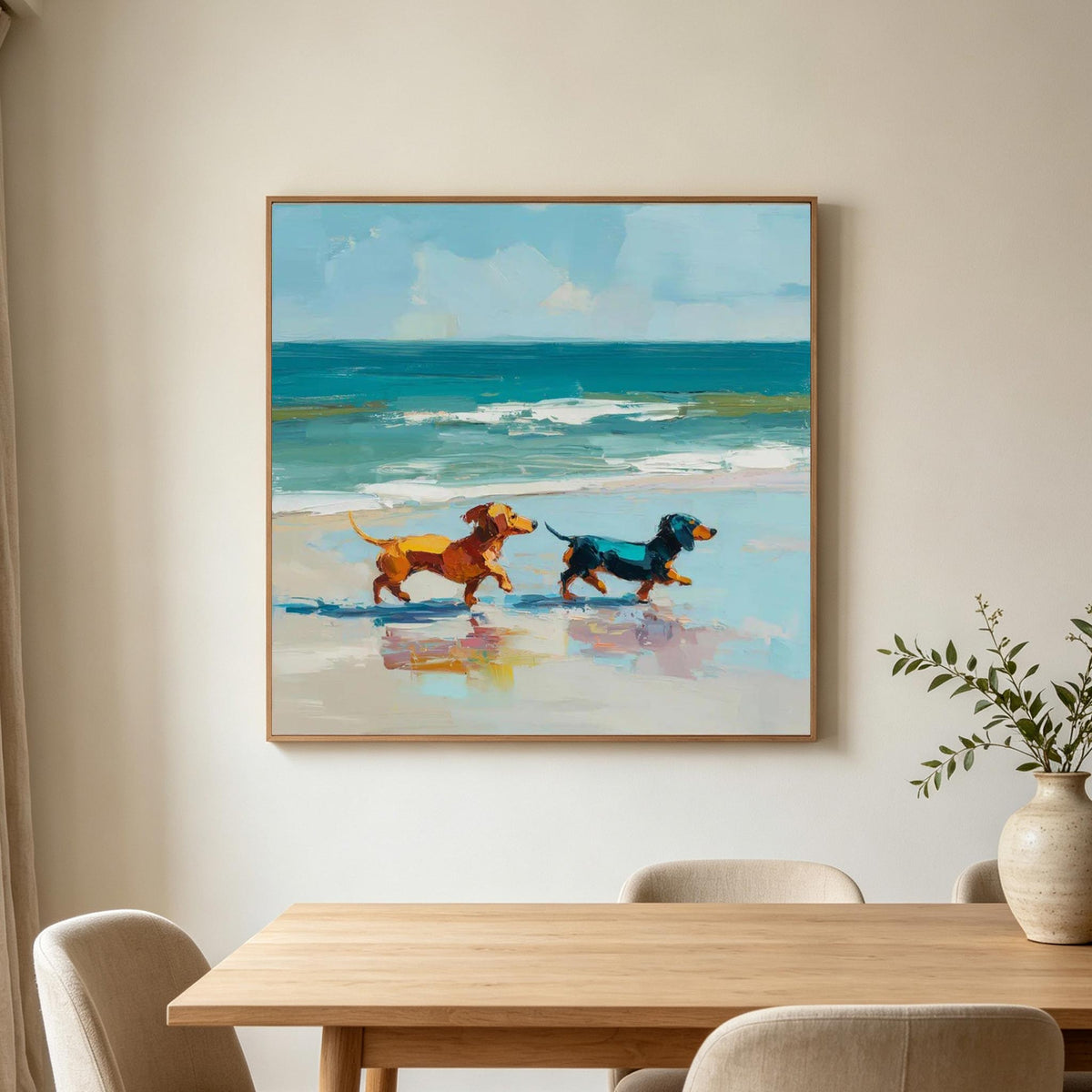 Dachshunds on the Beach Wall Art #AN020