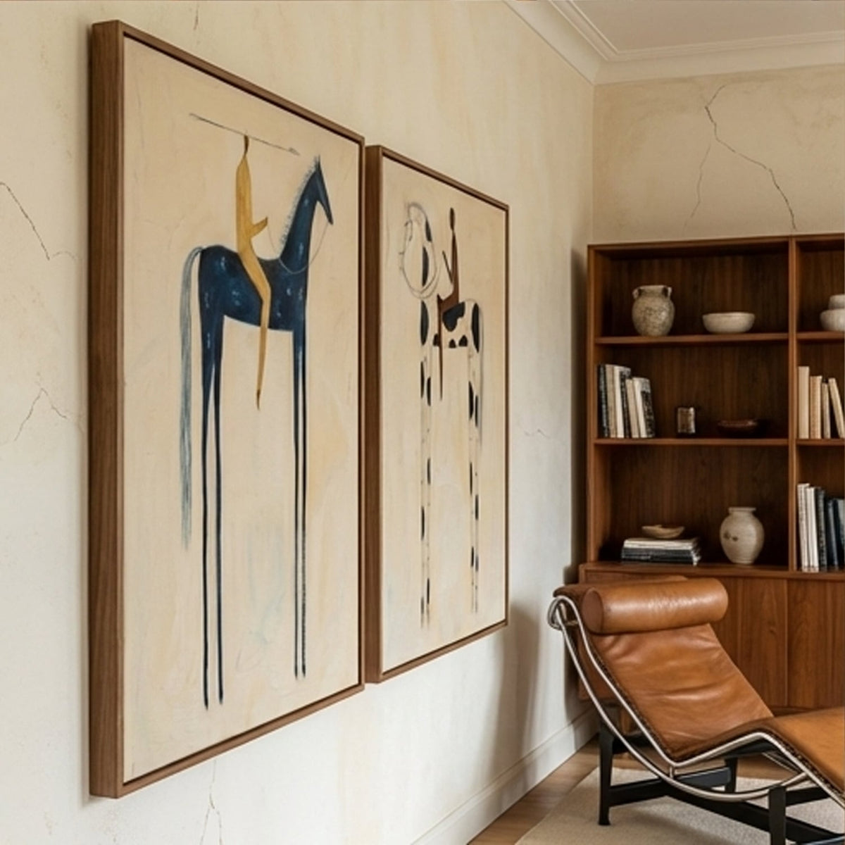 Starlit Rider – Whimsical Geometric Horse Painting #HA064