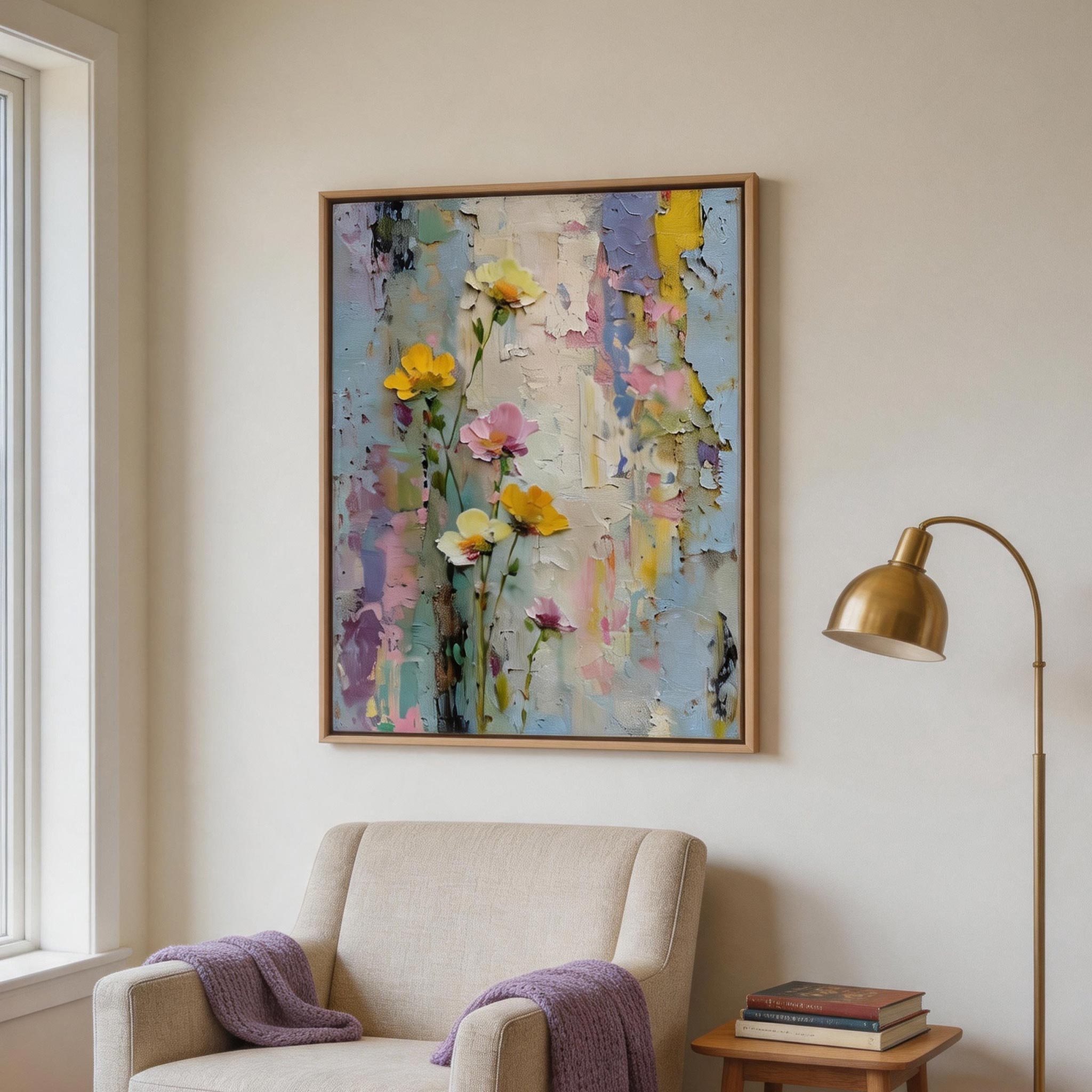 Pastel Wildflower Texture Wall Art #FL011