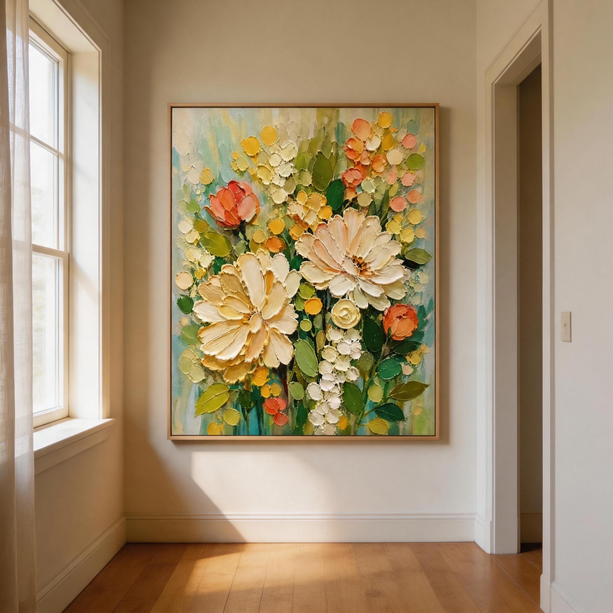 Cream Floral Bouquet Wall Art #FL039