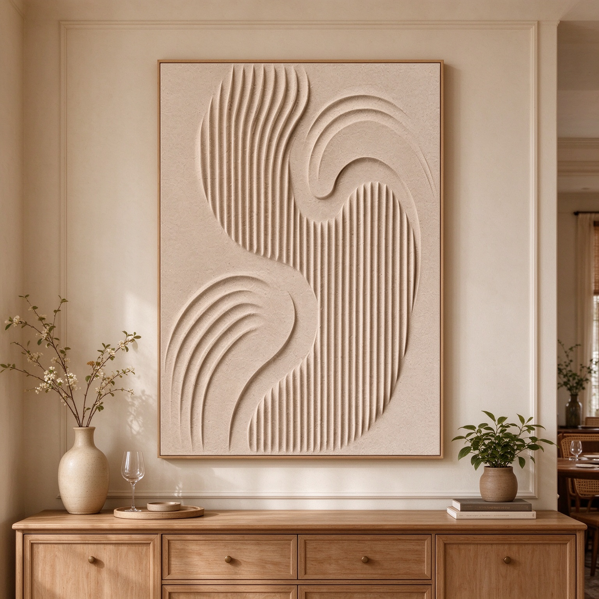 Sand Ripple – 3D Textured Minimalist Plaster Art #CA005