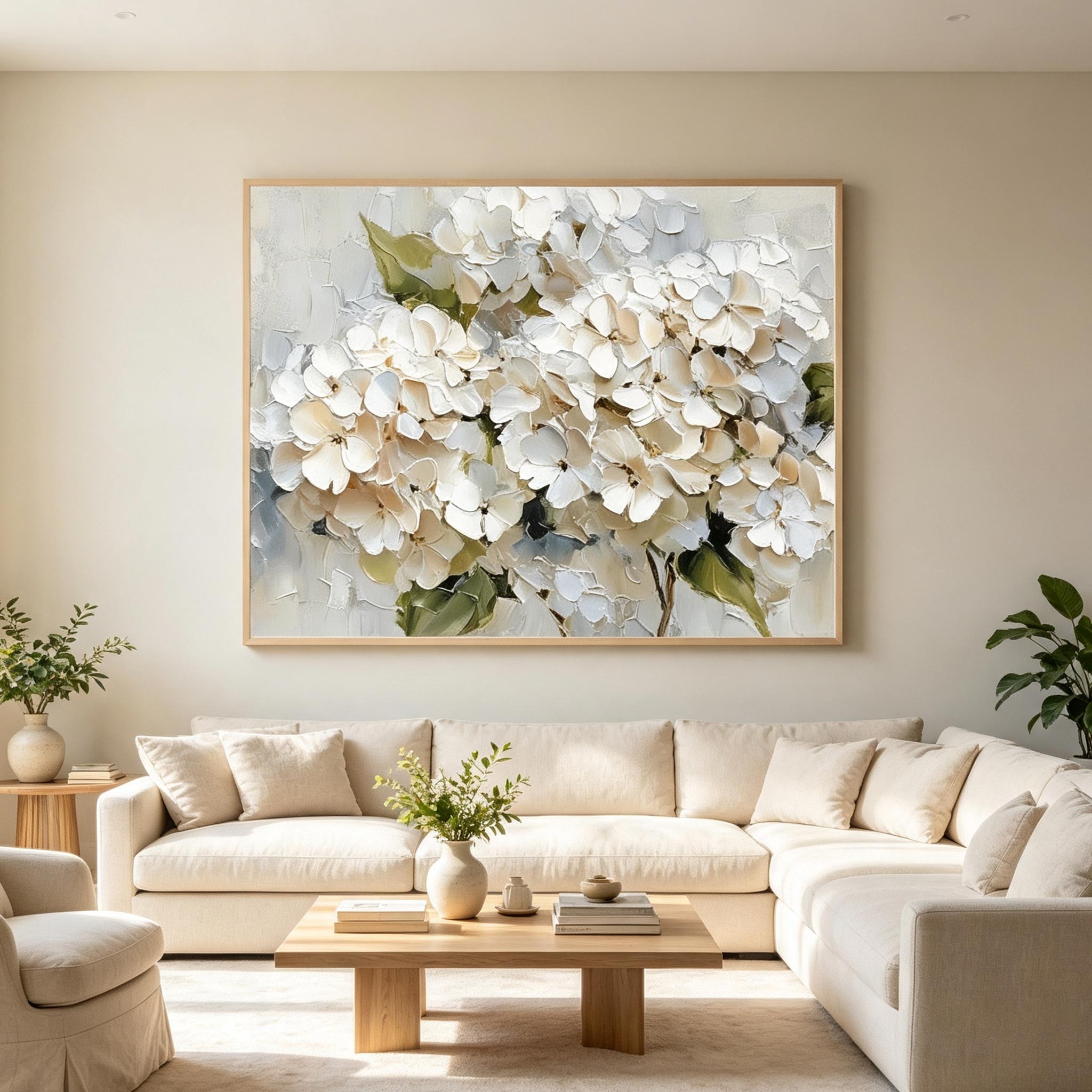 Textured White Hydrangea Wall Art #FL063
