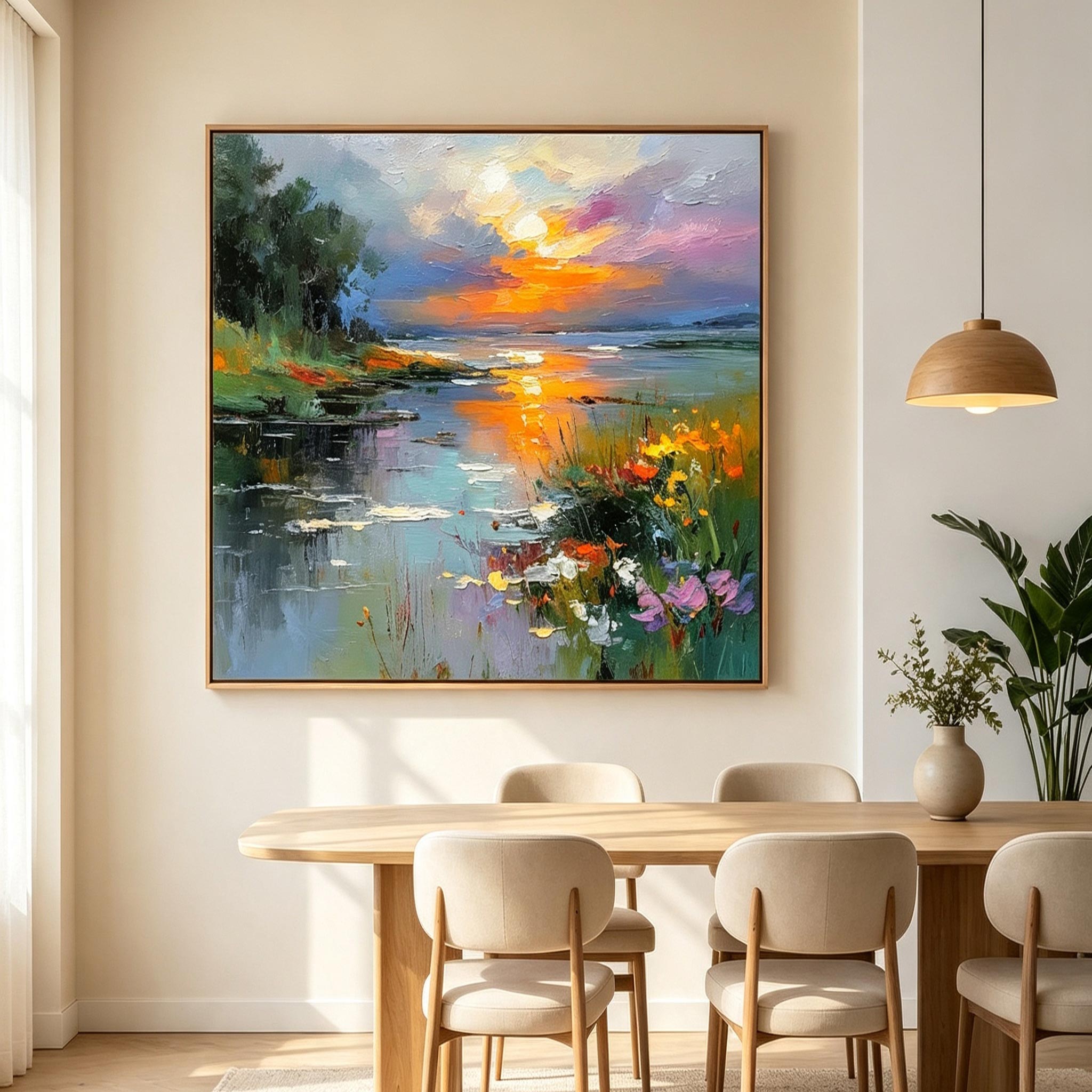 Sunset Lake Landscape Wall Art #LS009