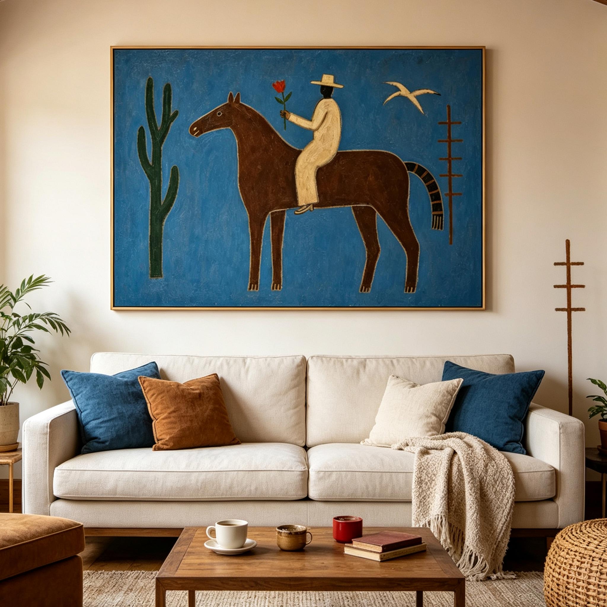 A Rose for the Journey – Whimsical Folk Art Horse Painting #HA063