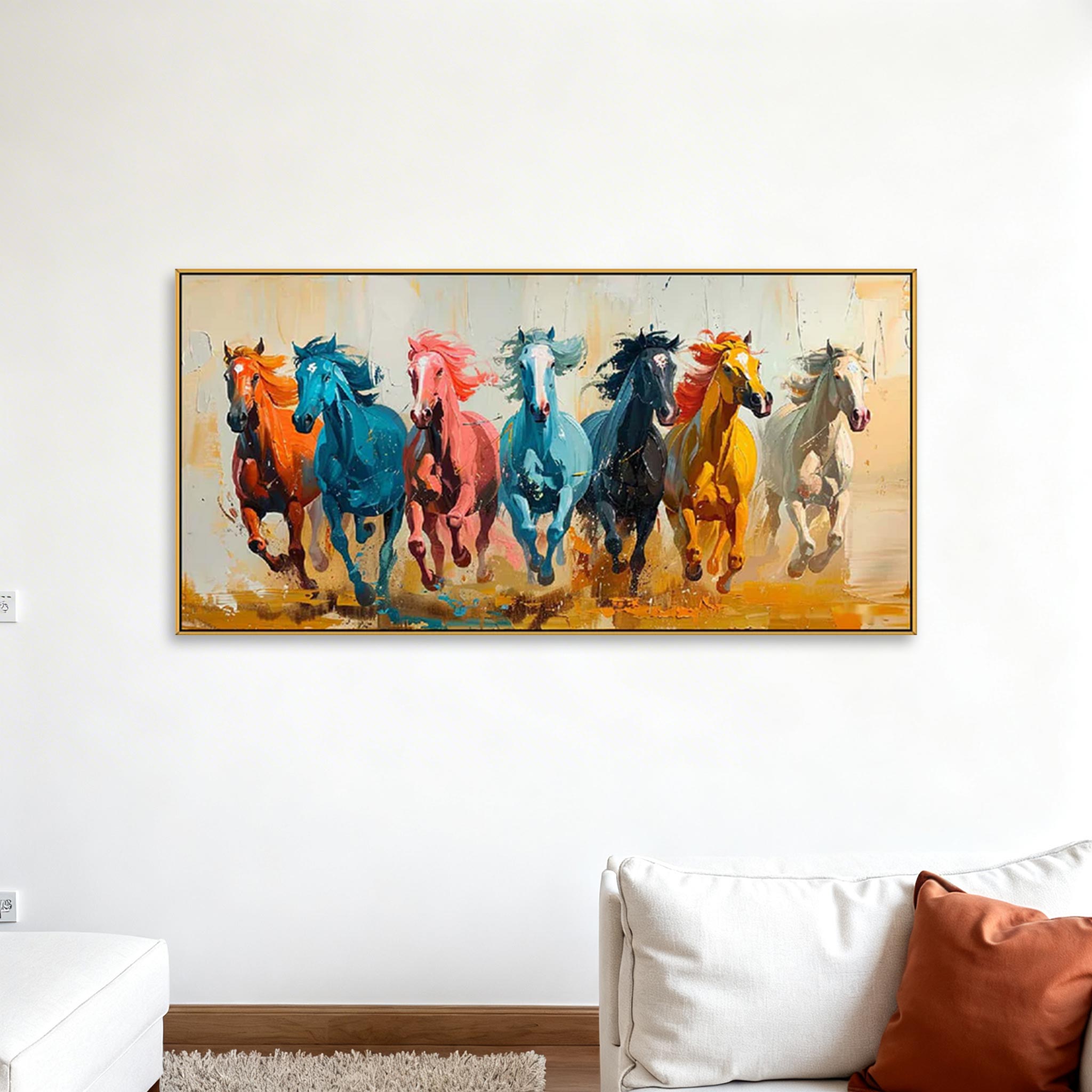 Colorful Running Horses Wall Art #HA004