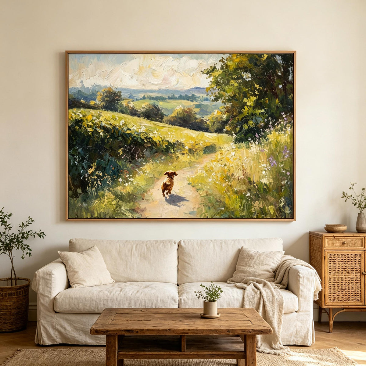 Dog on a Sunny Country Path Wall Art #AN005