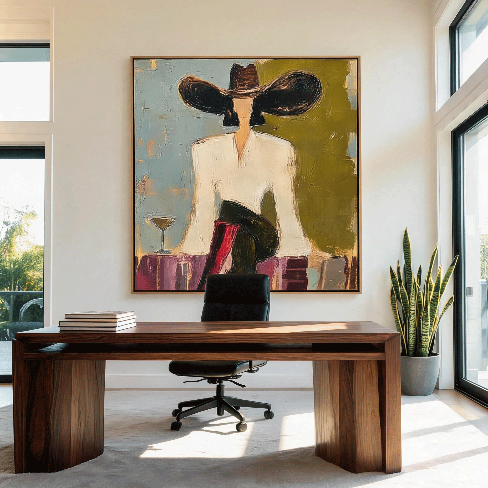 Modern Cowboy Wall Art | Hand-Painted Figurative Oil Painting #MA046