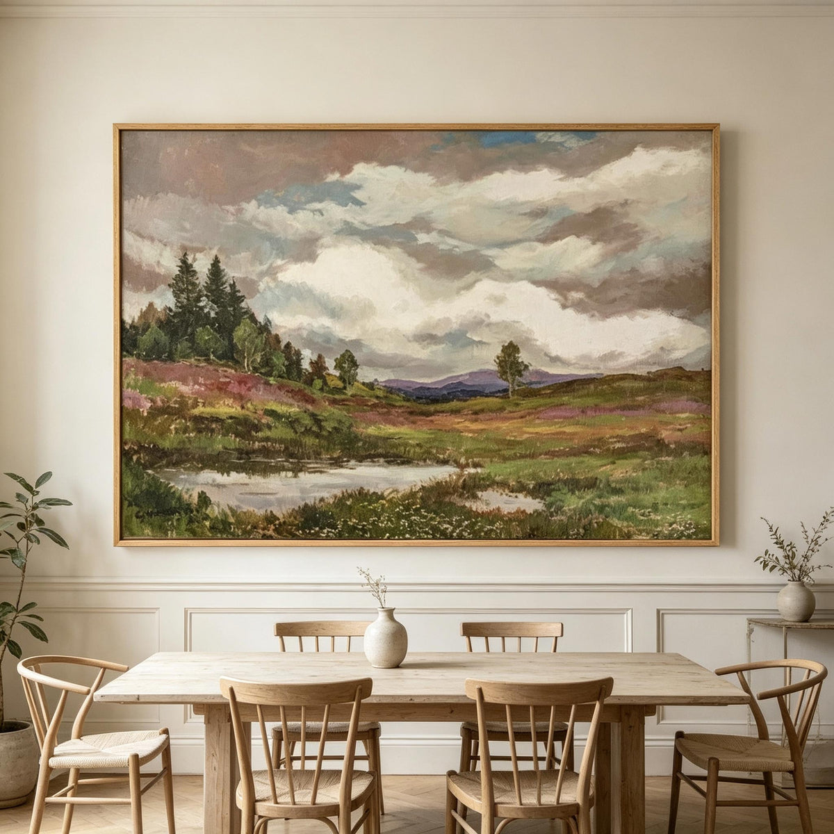 Cloudy Meadow Landscape Wall Art #LS049
