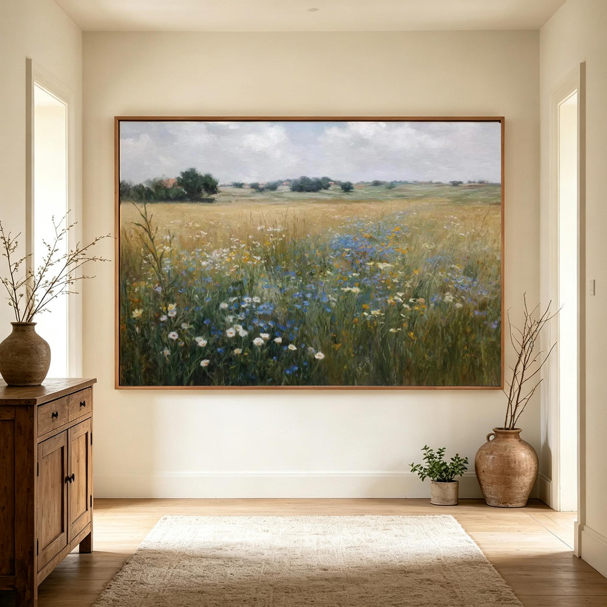 Blue Wildflower Meadow Wall Art #FL066