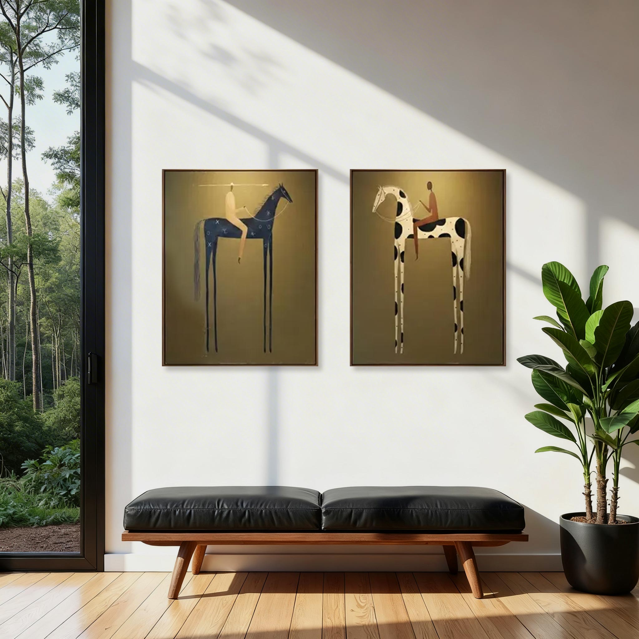 Modern Horse Rider Wall Art Set of 2 #HA006