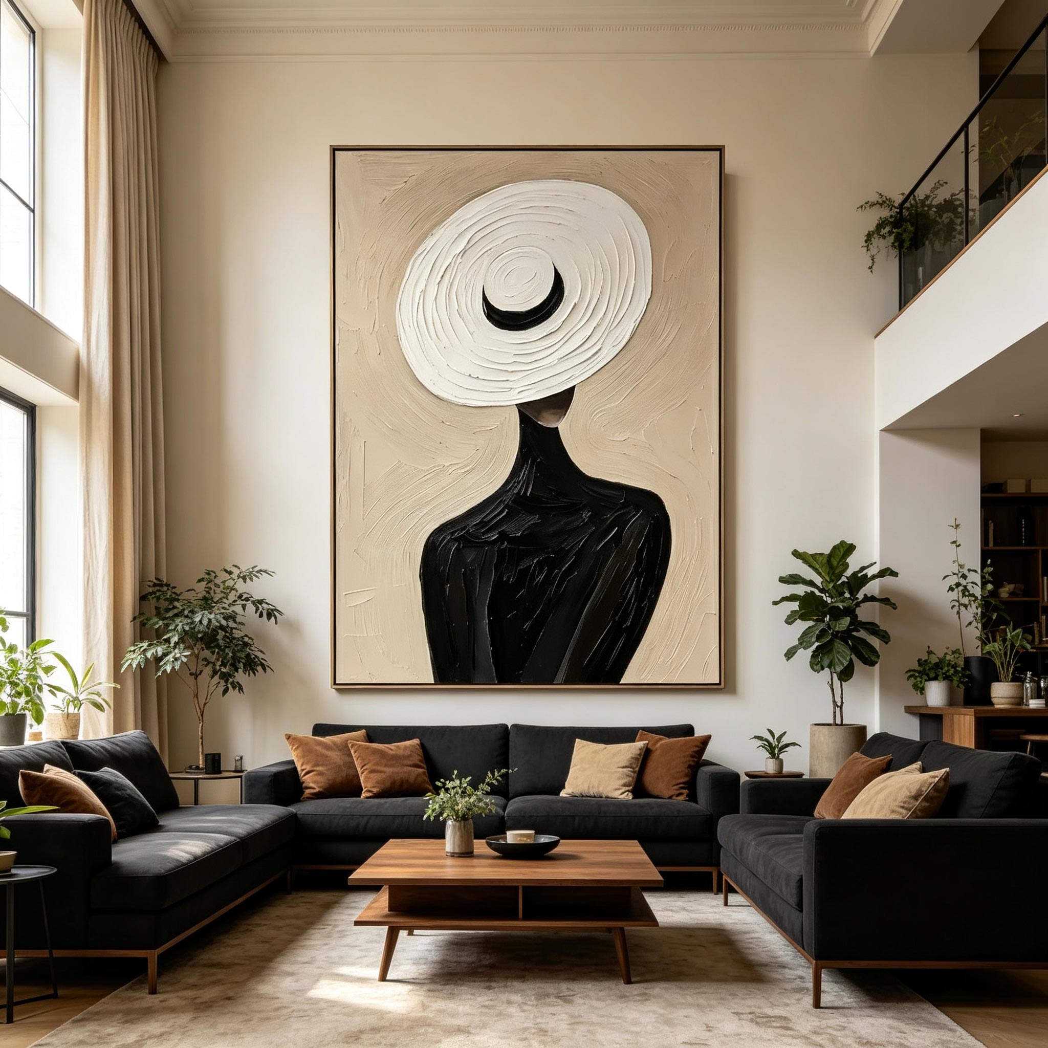 Wide Brim – Heavy Impasto Silhouette Figure Painting #CP068