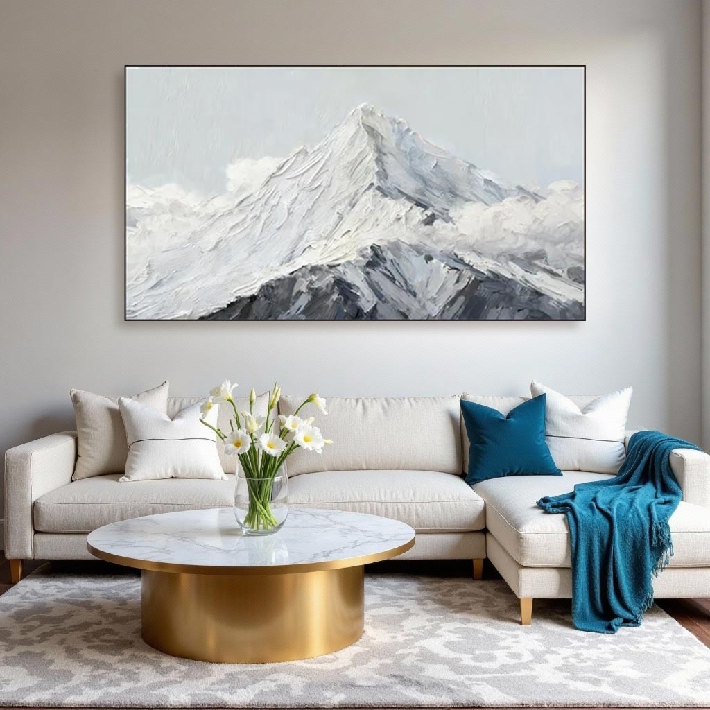 Design Hand drawn Layered Texture Mountain Wall Art #MA001