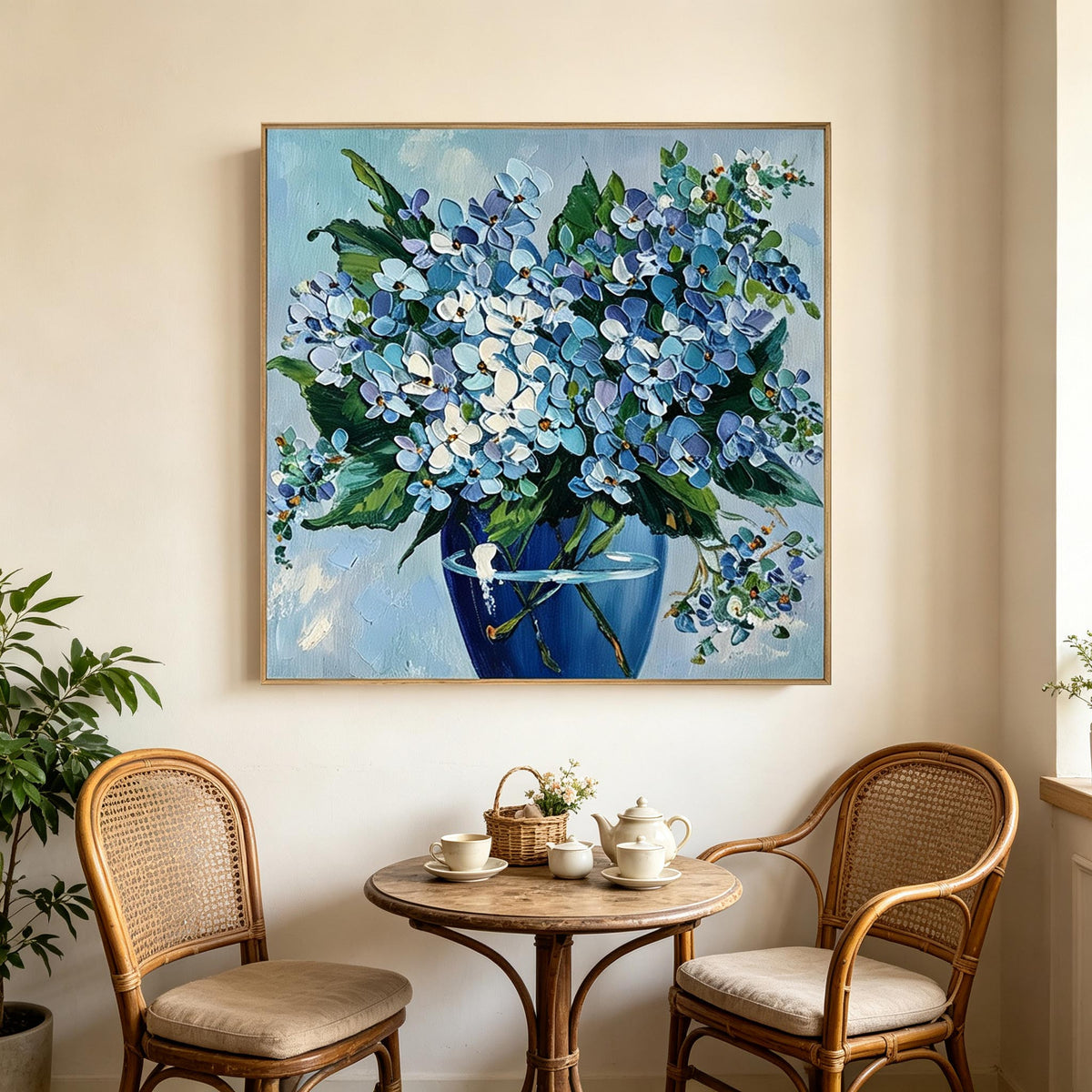 Blue Hydrangea Vase Wall Art #FL076