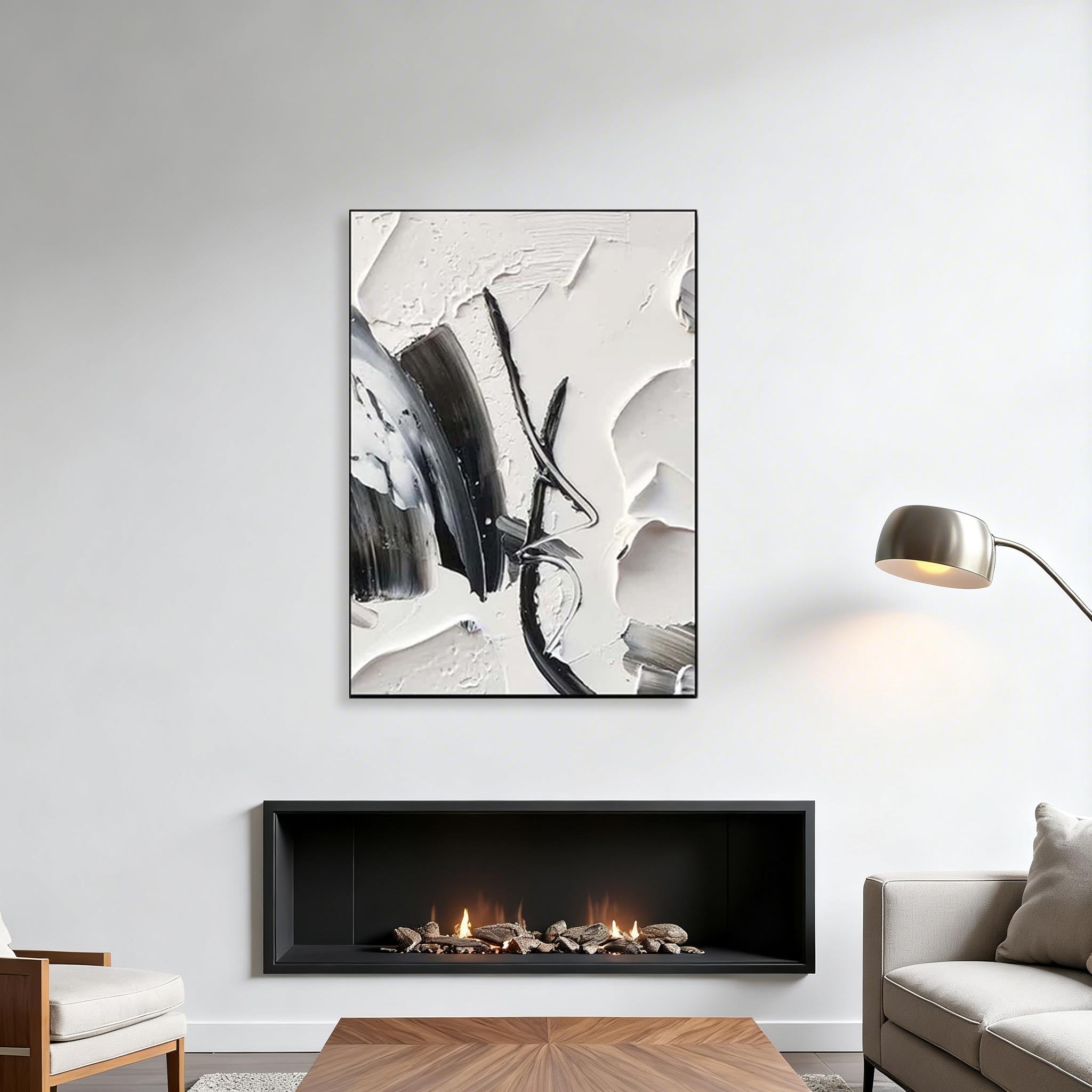 Black and White Abstract Canvas Wall Art #CP009