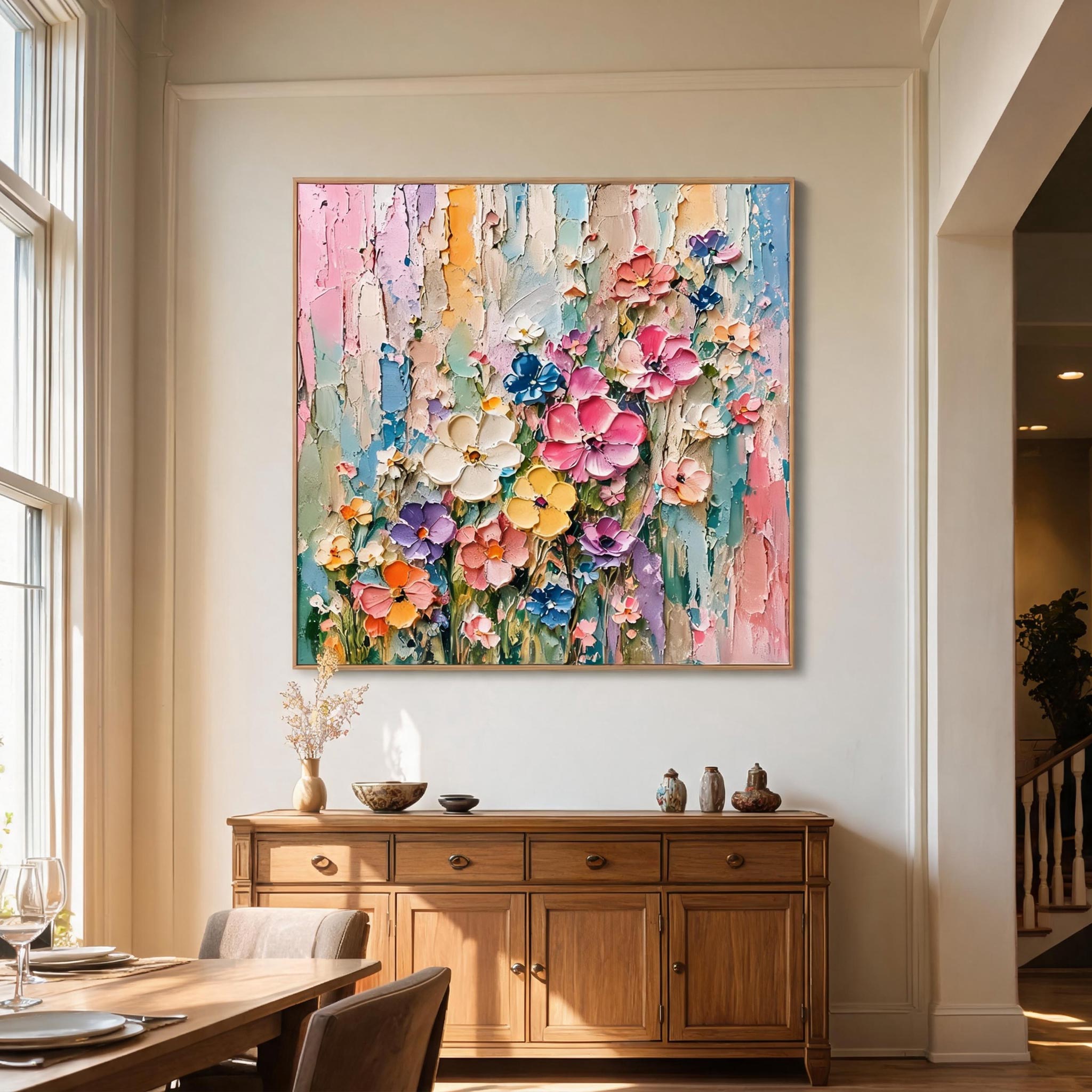 Textured Pastel Floral Wall Art #FL037