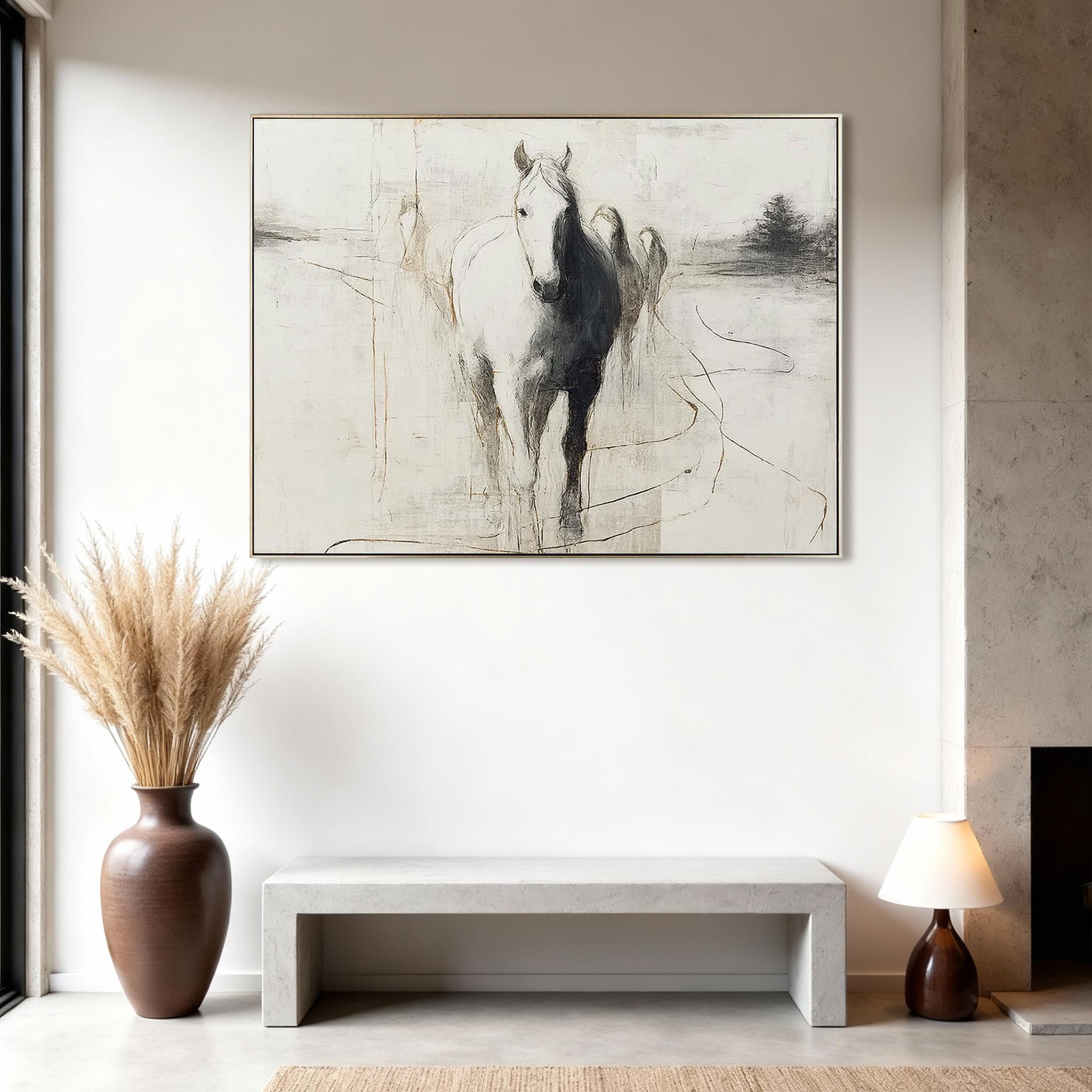 Abstract White Horse Wall Art #HA002