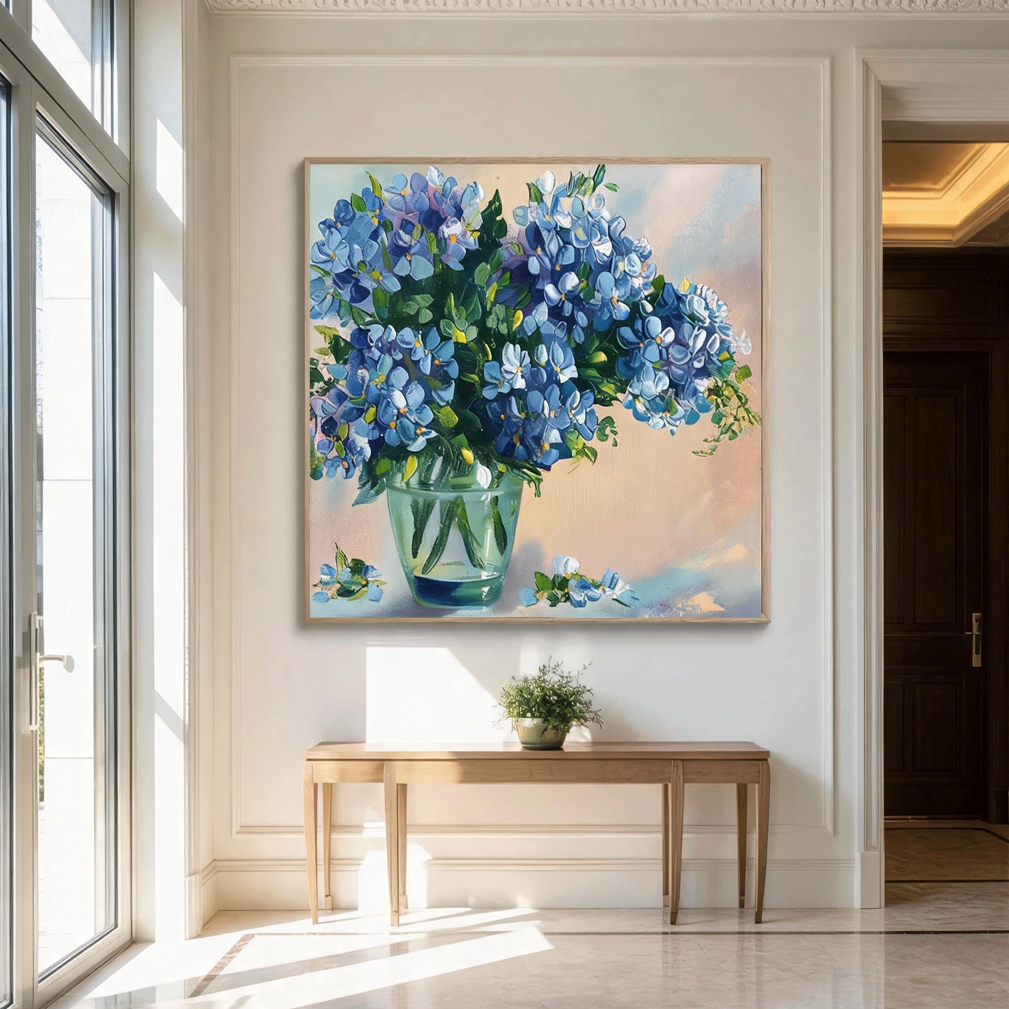 Blue Hydrangea Floral Wall Art #FL066