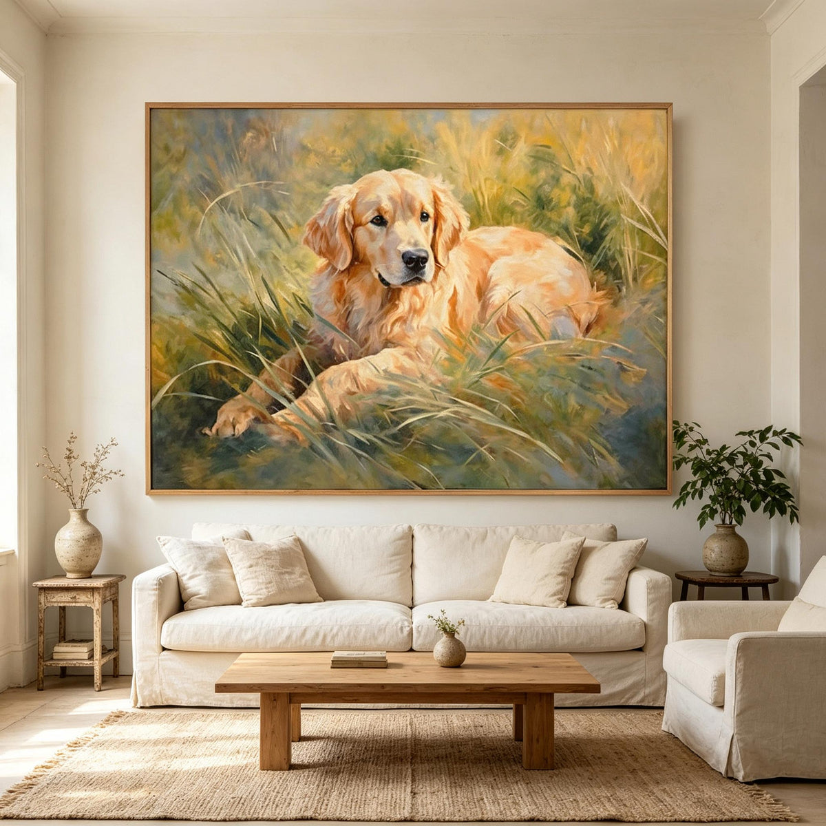 Golden Retriever in Meadow Wall Art #AN006