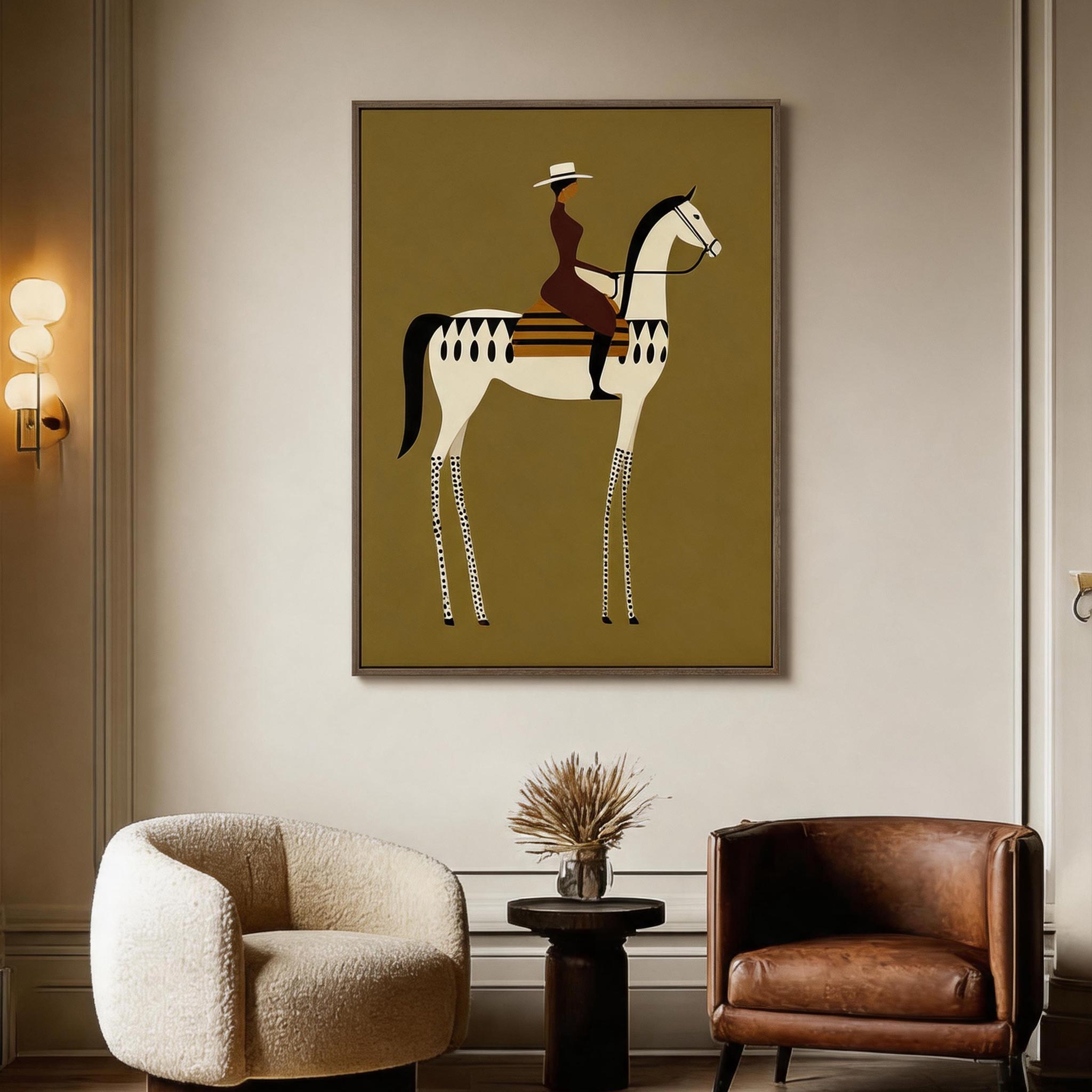 Equestrian Grace | Modern Horse Rider Wall Art #HA047