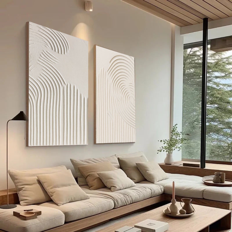 Beige & Brown Textured Minimalist Wall Art Set of 2 #BM004