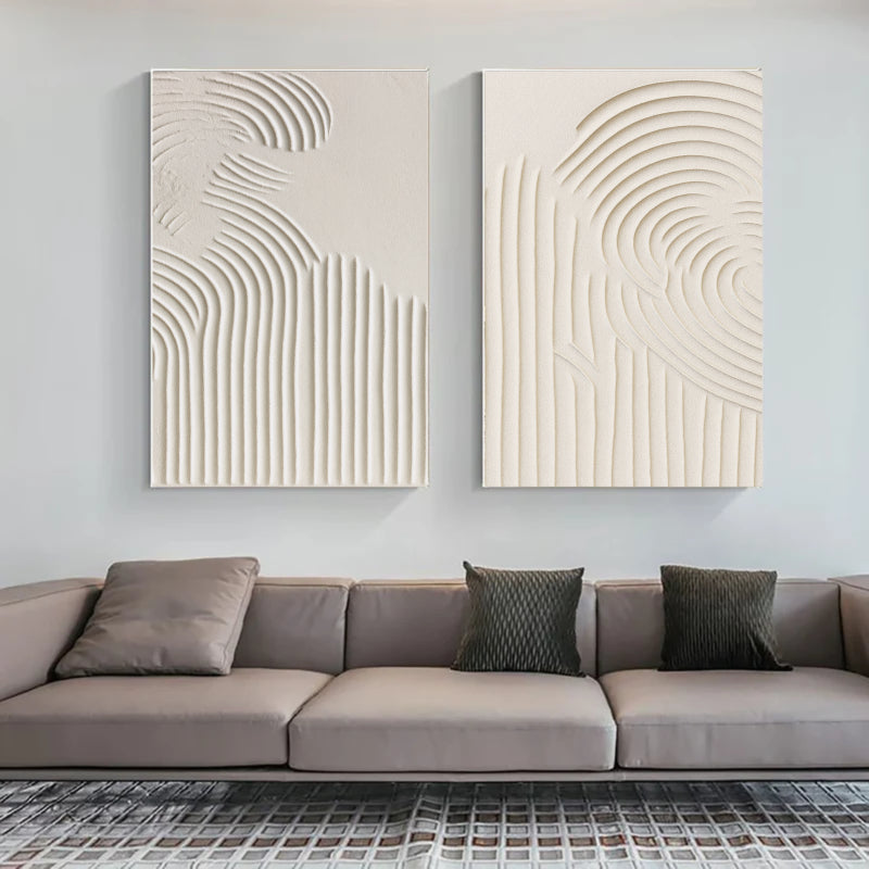 Beige & Brown Textured Minimalist Wall Art Set of 2 #BM004