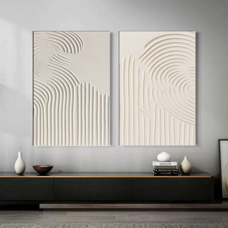 Beige & Brown Textured Minimalist Wall Art Set of 2 #BM004