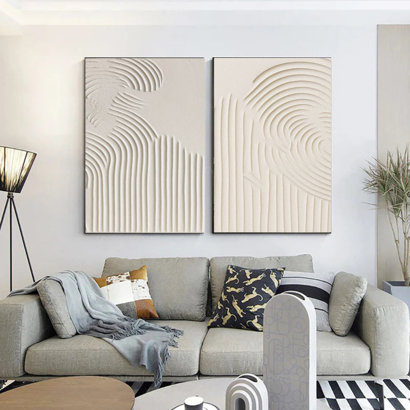 Beige & Brown Textured Minimalist Wall Art Set of 2 #BM004