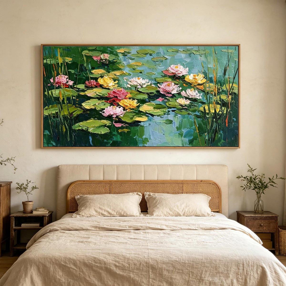 Colorful Water Lily Pond Wall Art #LS052
